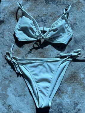 Shade & Shore Cream Ribbed Bikini